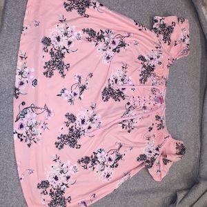 Light pink and floral tie front top